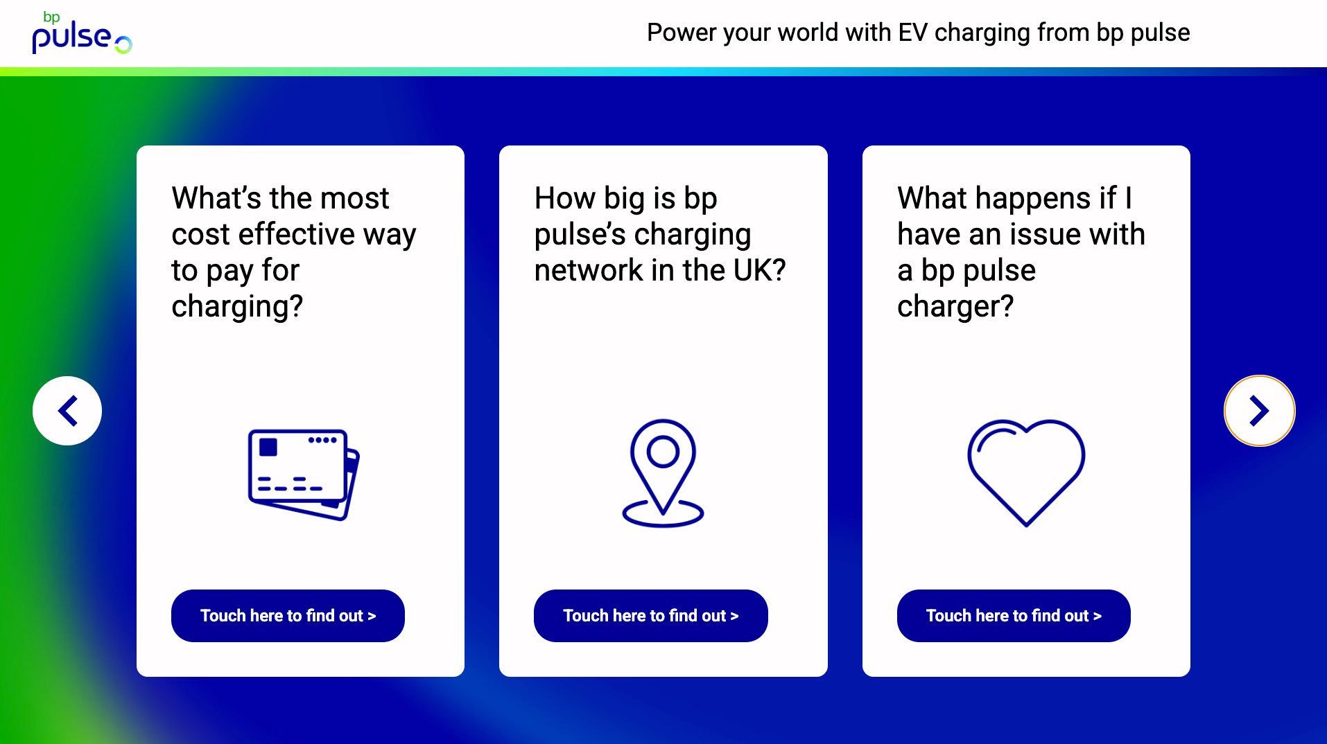 EV Charging Network Touchscreen Information App 1
