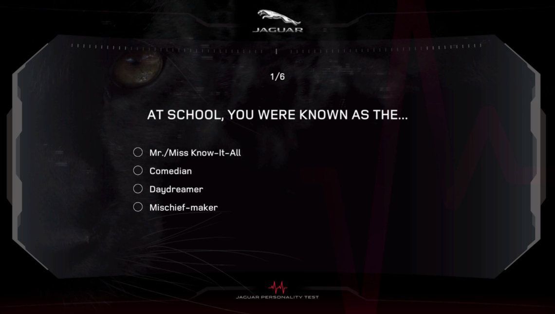 Jaguar & Land Rover Roadshow – Interactive Personality Test 2