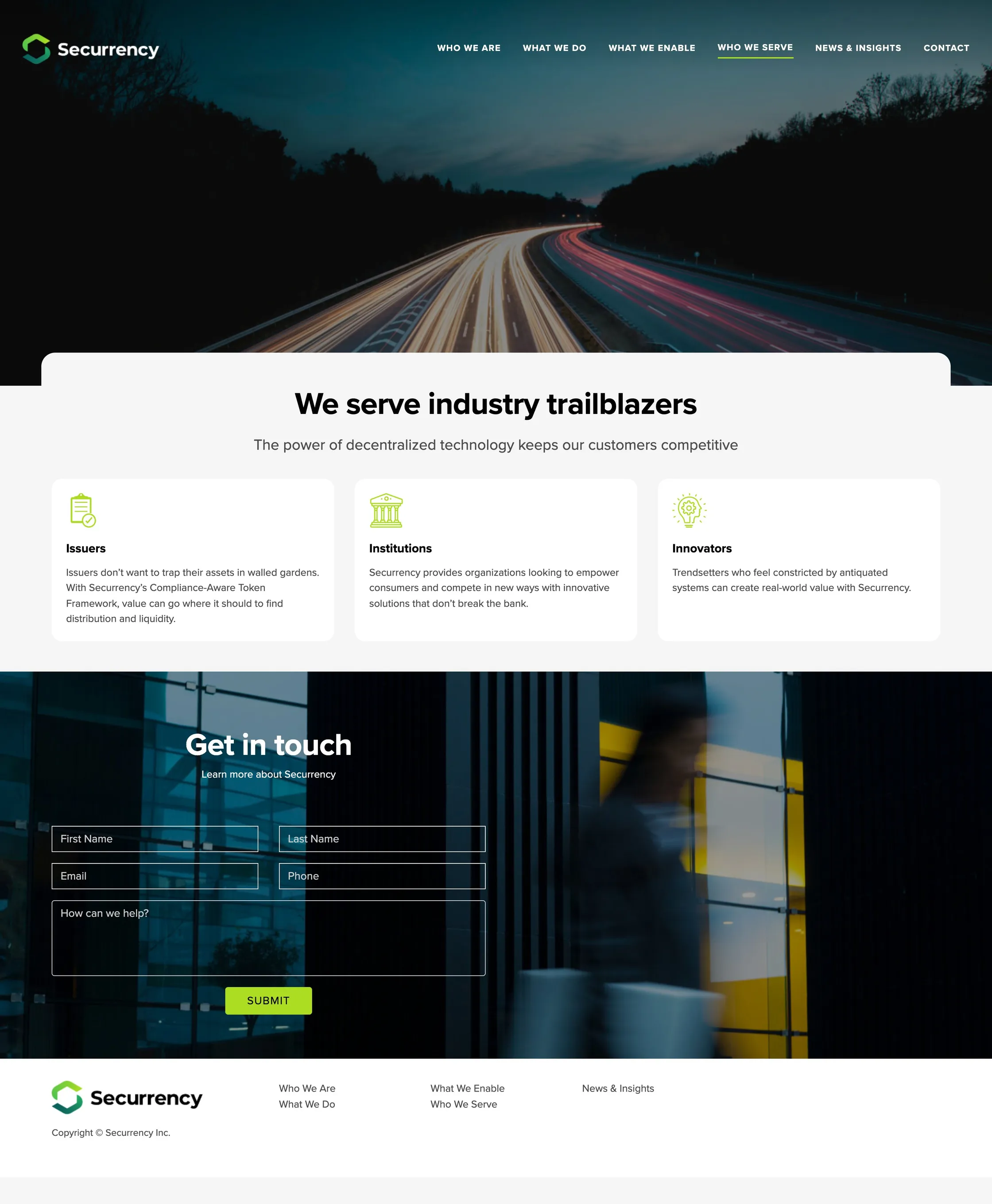 The whole Who we serve page