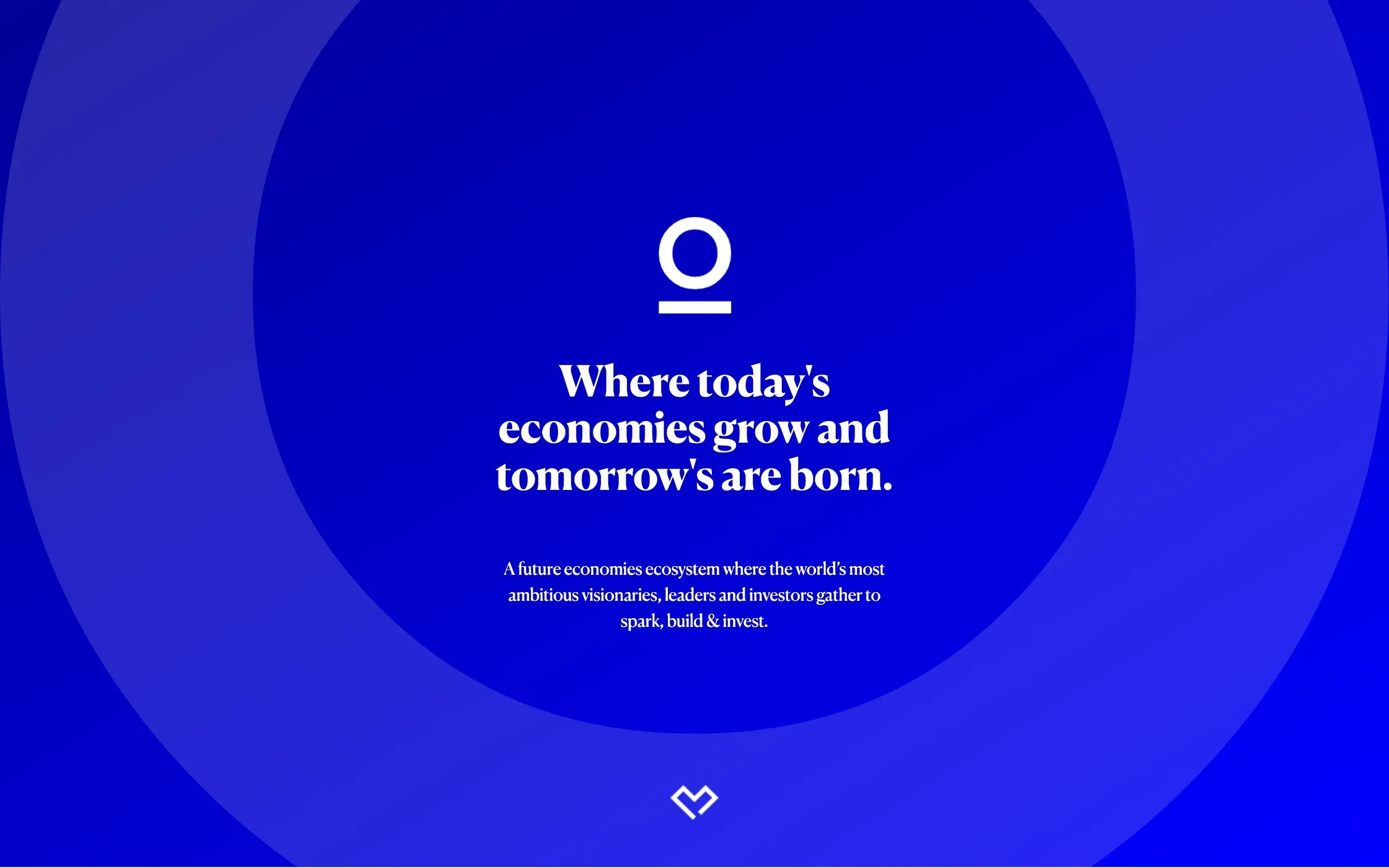 Investopia start screen with the logo and the slogan on blue circles