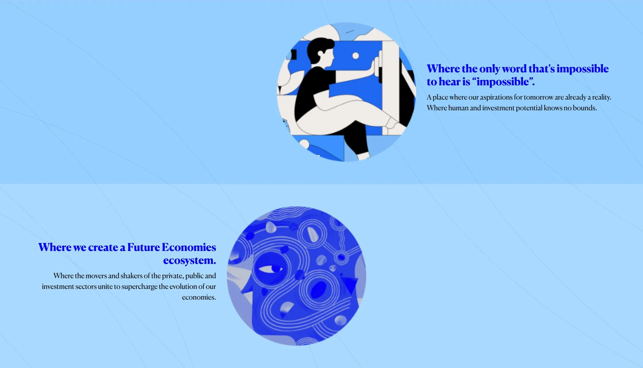Two illustrated statements about ambition and the Future Economies ecosystem