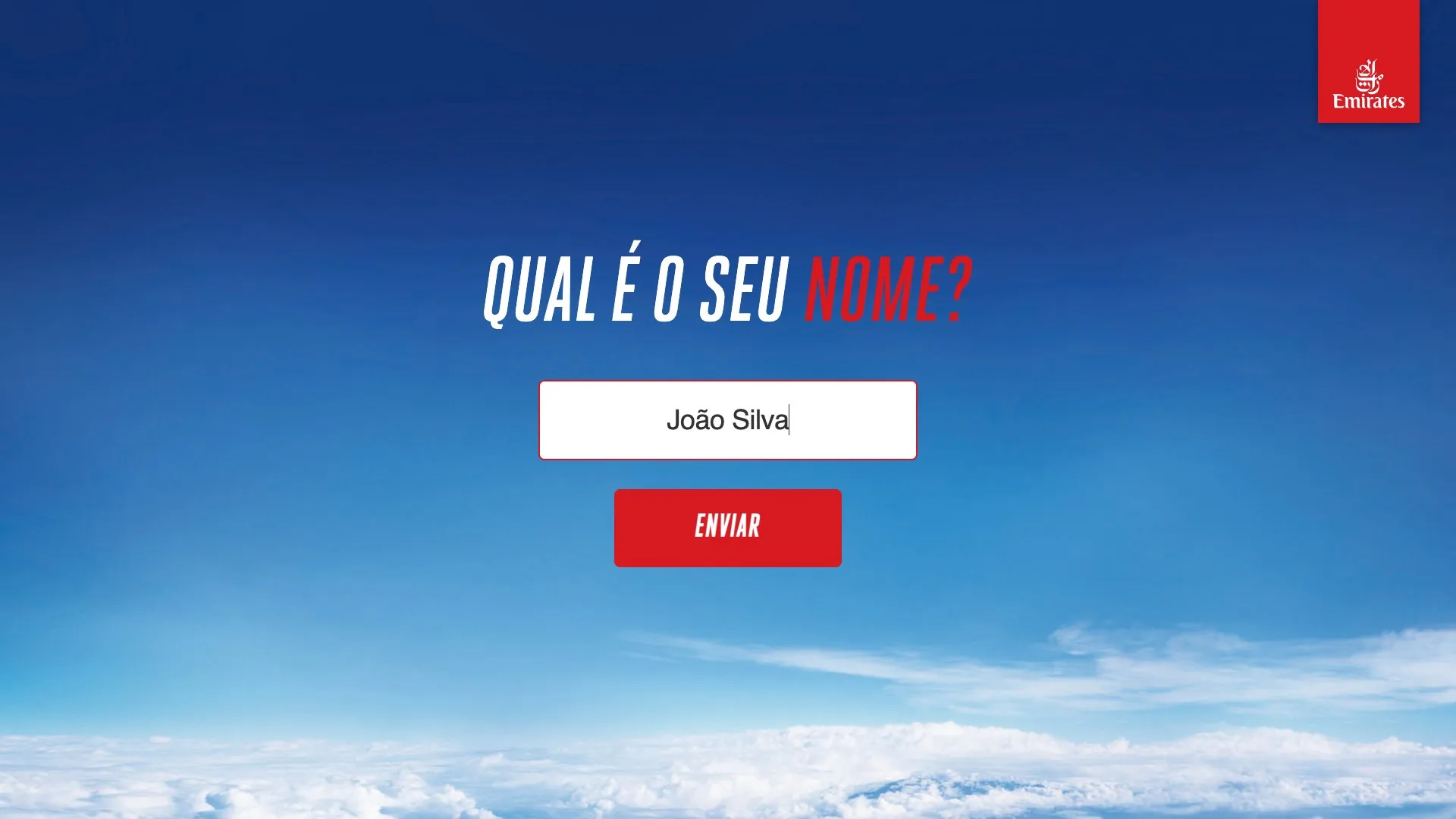 Player name entry screen with a filled name and submit button