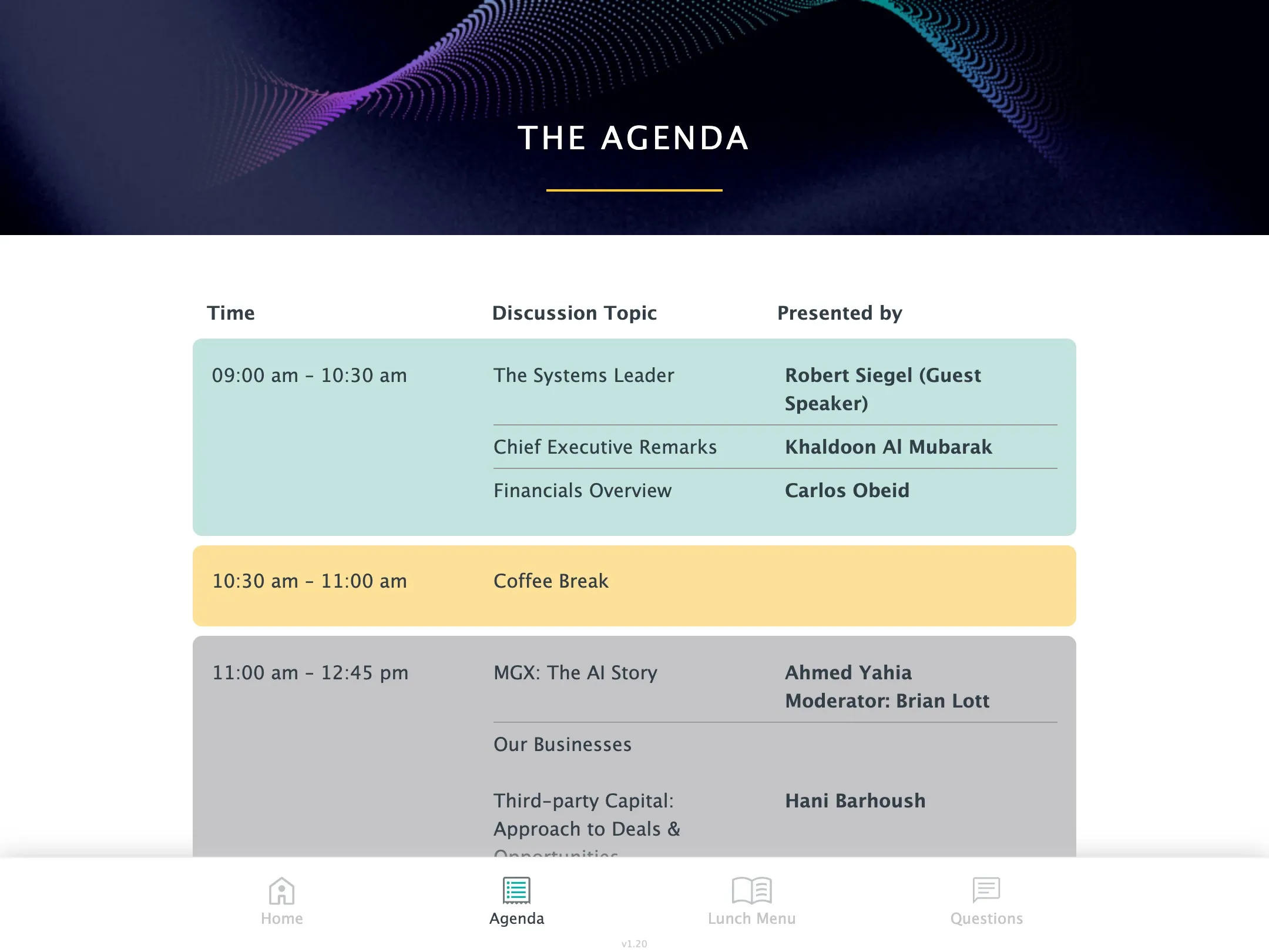Agenda of the forum