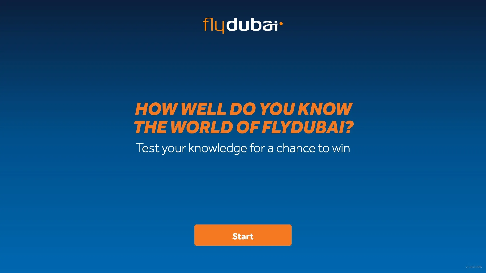 flydubai quiz welcome screen inviting visitors to test their destination knowledge