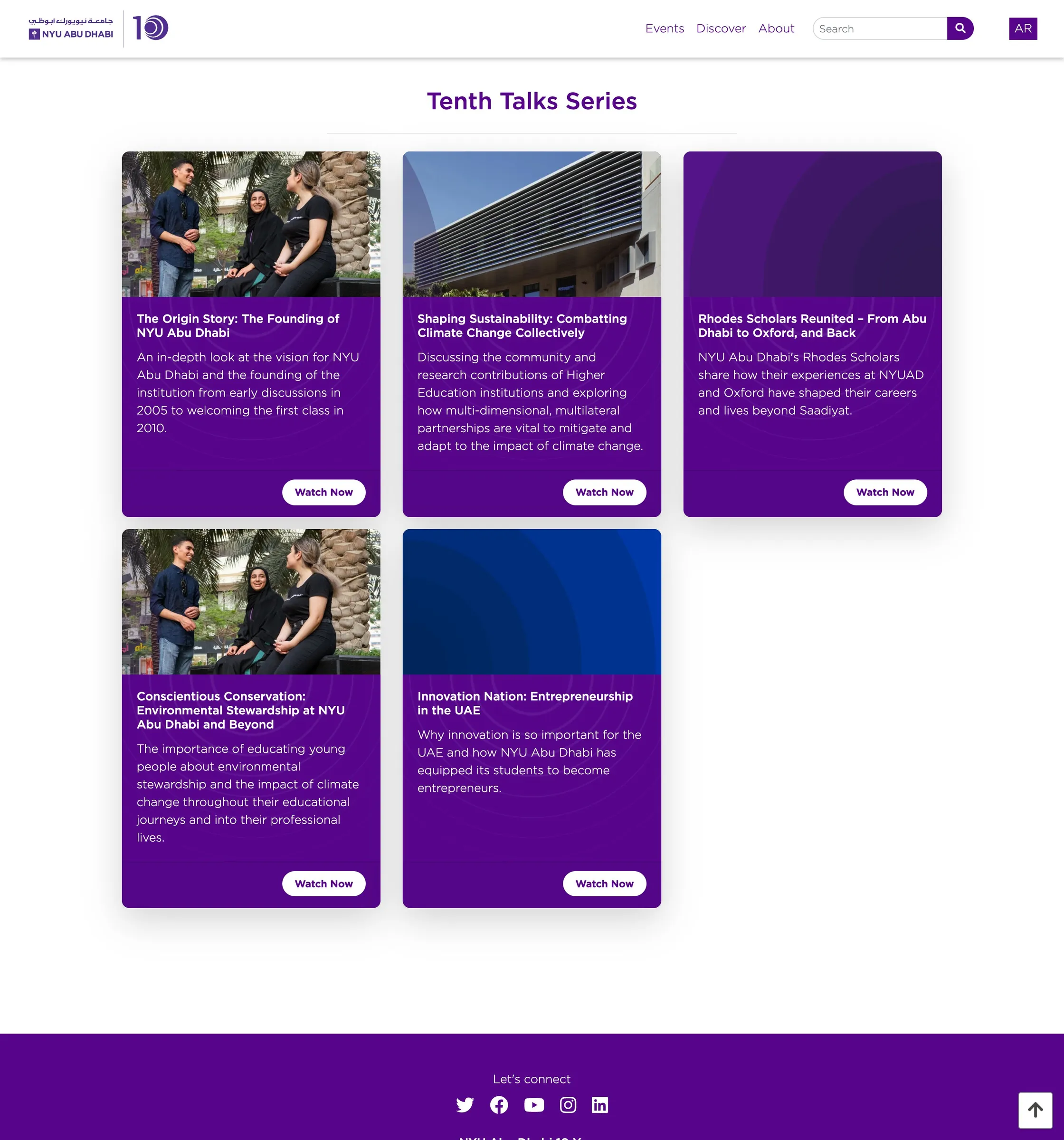 The whole Tenth Talks series page