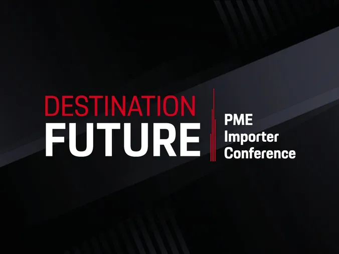 Destination Future, PME Importer Conference lettering on the site's dark background