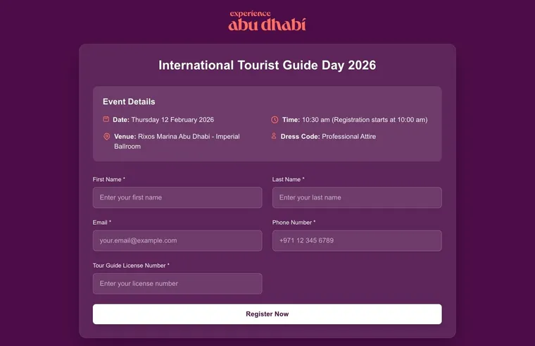 Tourist Guide Day, Experience Abu Dhabi – event registration platform