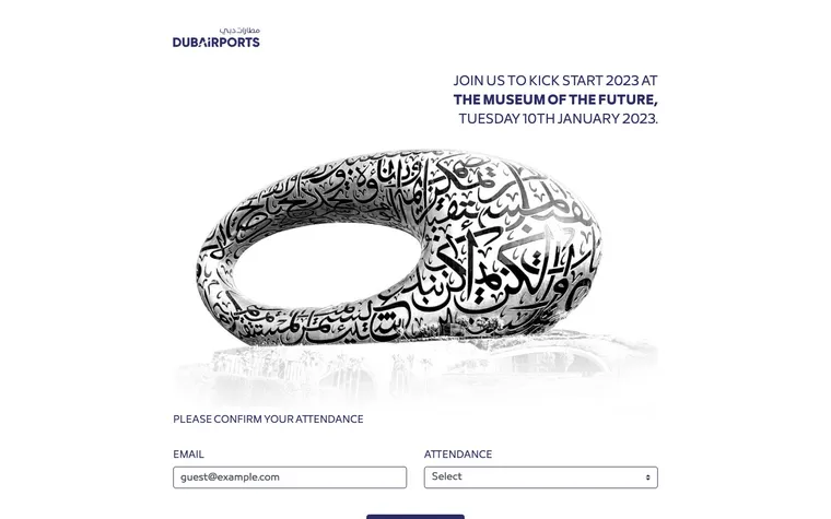 Invitation and RSVP, Dubai Airports – event registration platform