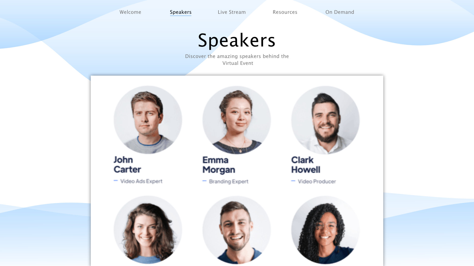 VIRTUAL EVENT & CONFERENCE PLATFORM speakers page
